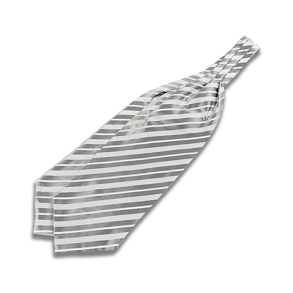 VAS-52 VANNERS Seiden-Ascot-Krawatte Streifen Silber[Formelle Accessoires] Yamamoto(EXCY)
