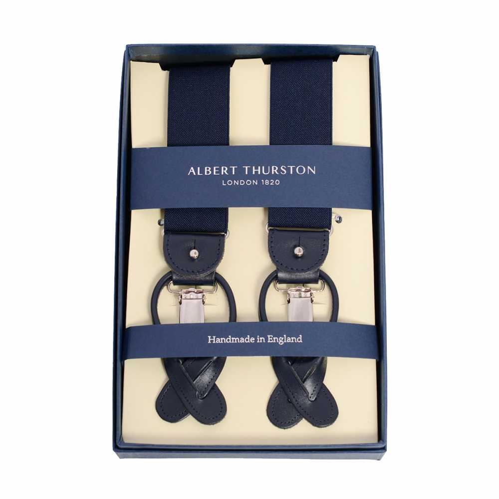 AT-NAVY-XL Albert Thurston Hosenträger, Marineblau, Ohne Muster, 35 Mm, XL-Größe[Formelle Accessoires] ALBERT THURSTON