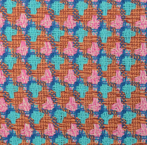 A7545 LINTON Linton Tweed Hergestellt In England Textil Orange X Türkisblau X Pink LINTON