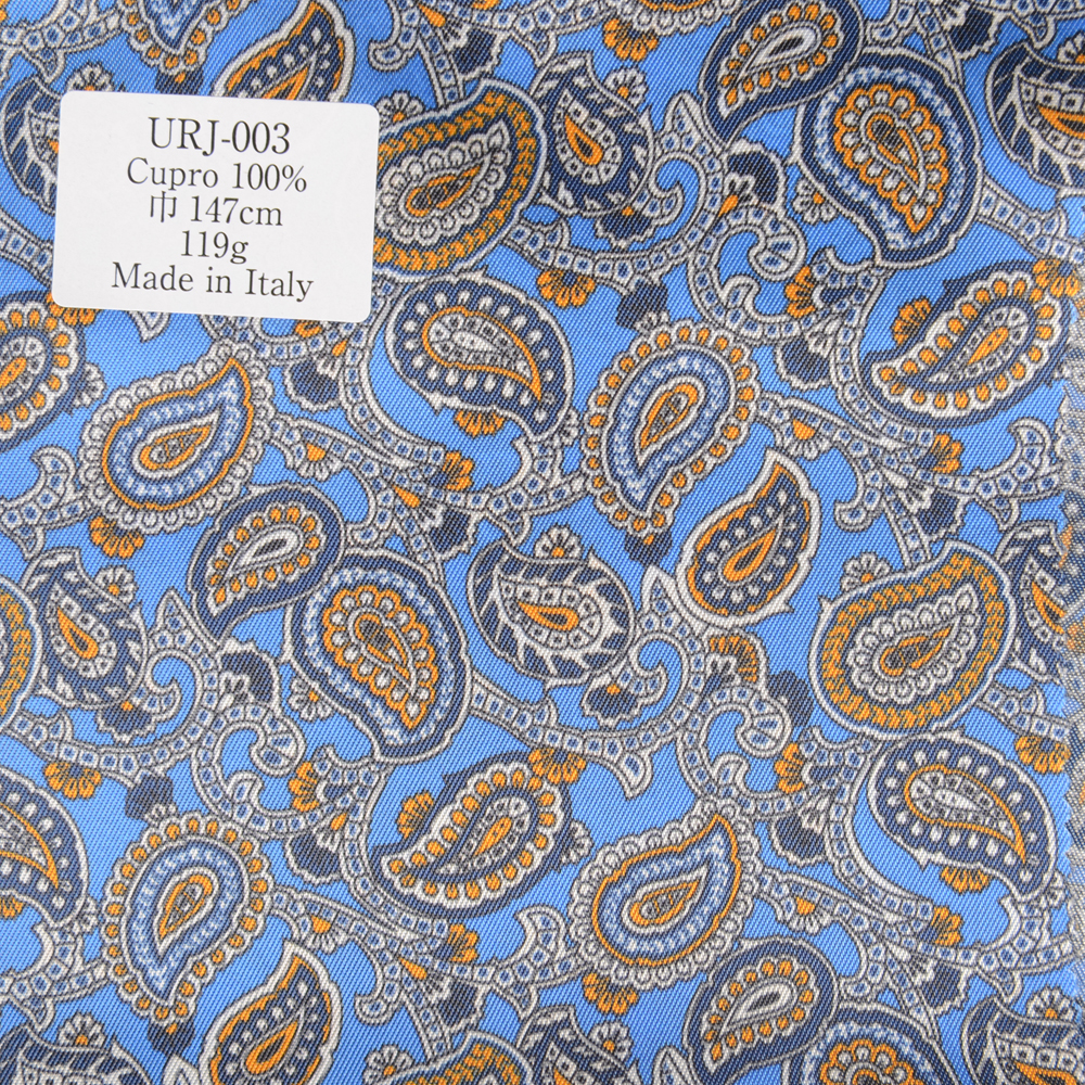 URJ-003 Hergestellt In Italien Cupra 100 % Print-Futter Paisley-Muster Blau[Beschichtung] TKS