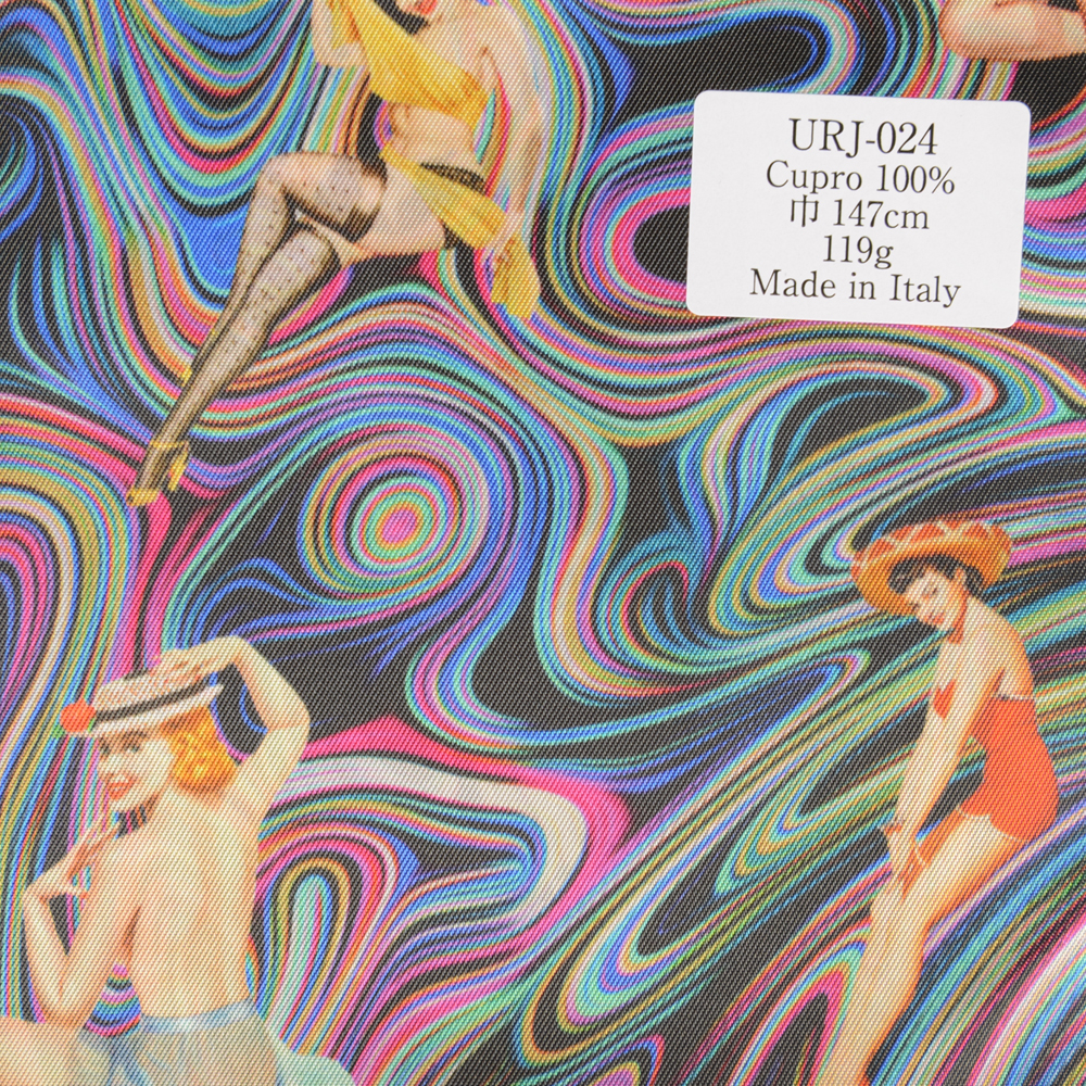 URJ-024 Hergestellt In Italien, Cupra, 100 % Bedrucktes Futter, Pop-Art-Muster Für Damen[Beschichtung] TKS