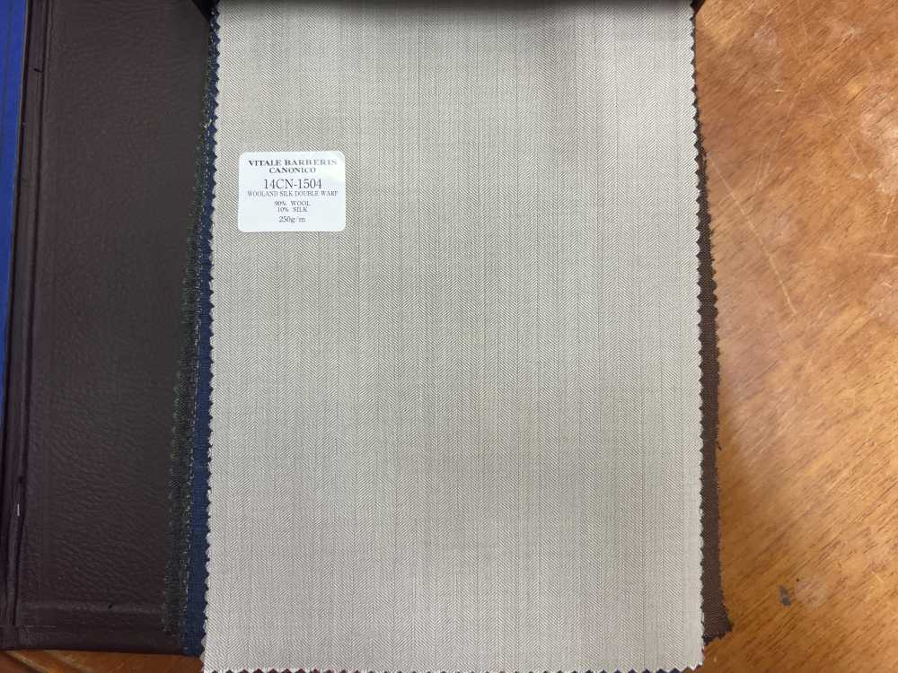 14CN-1504 CANONICO WOOL & SILK DOUBLE WARP Beige Fischgrät[Textil] CANONICO