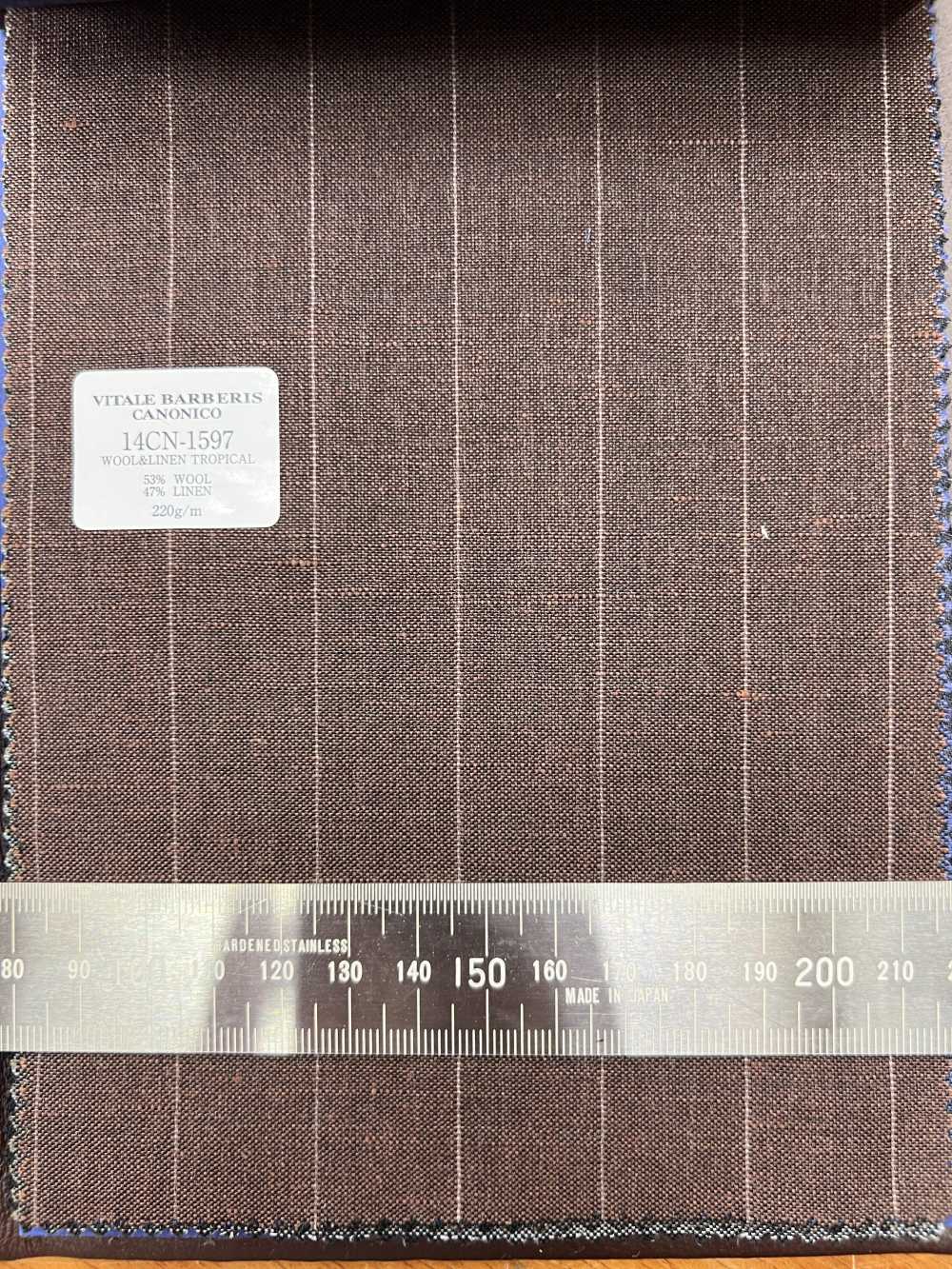 14CN1597 CANONICO 21 Mikron Wolle & Leinen Streifen Braun[Textil] CANONICO