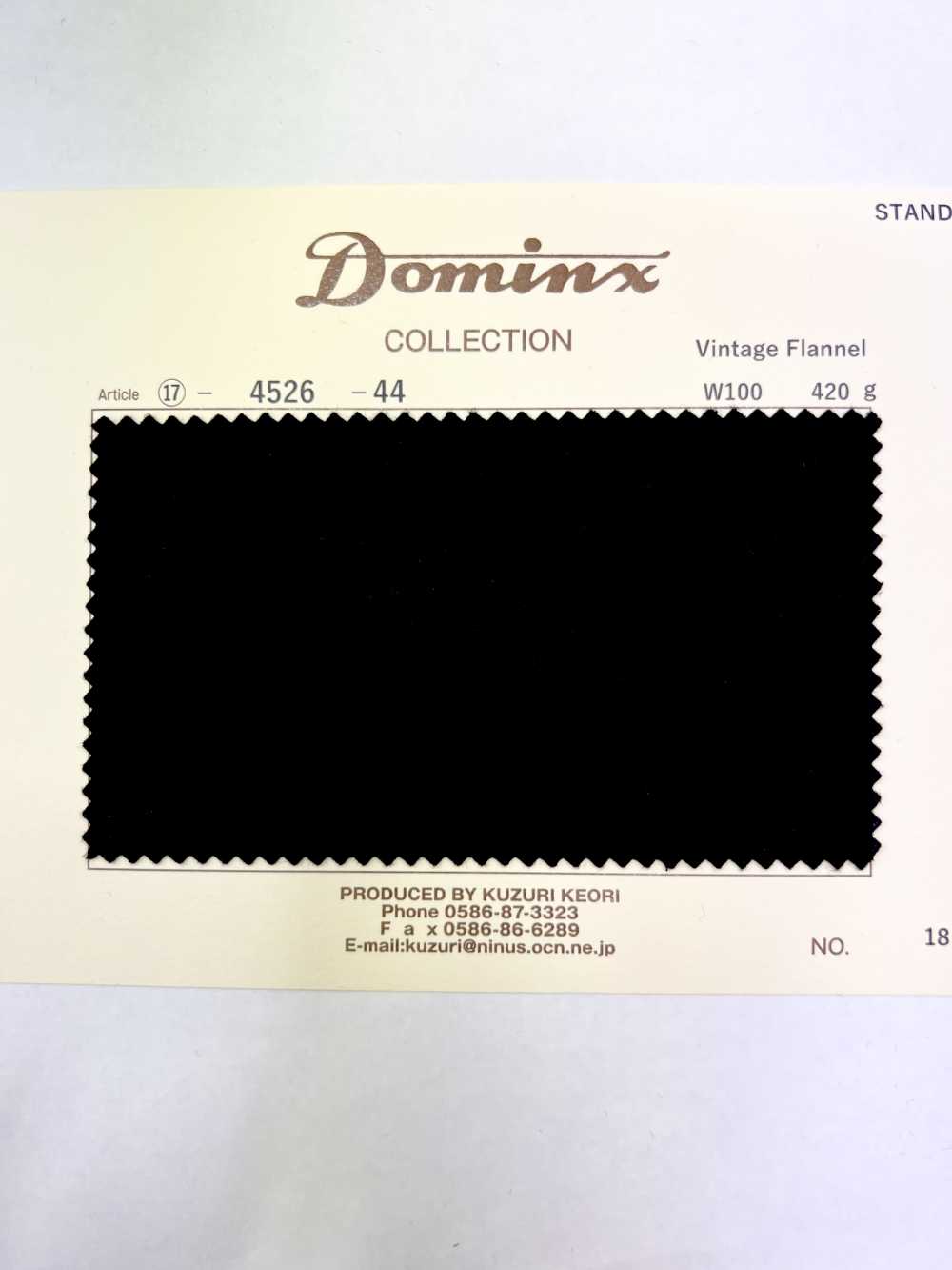 4526 Vintage Flanell DOMINX Standard Kollektion 6 Farben Schwarz Dunkelgrau Marine Braun Weiß[Textil] Katsuragi-Wolle (DOMINX)