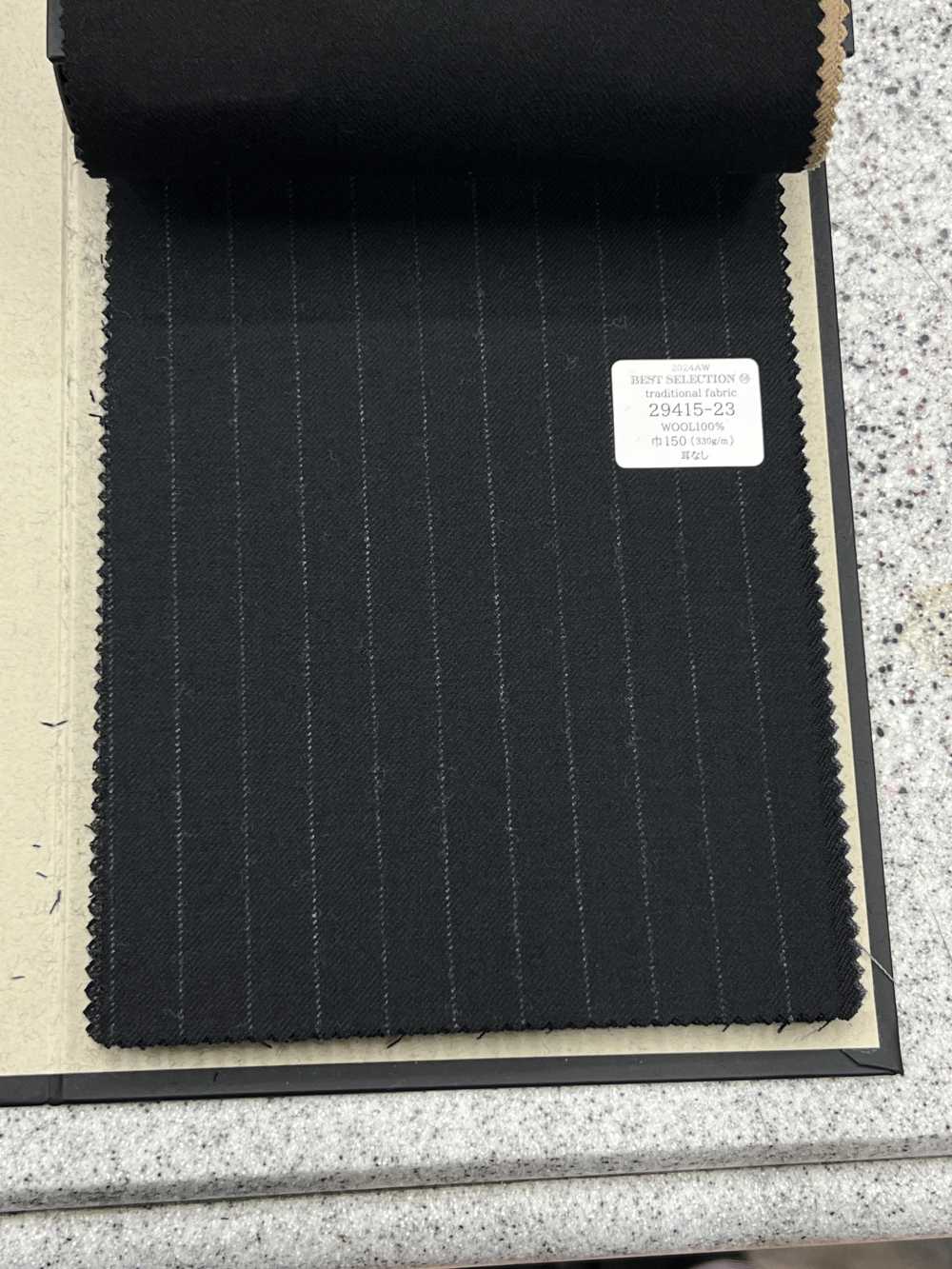 29415 TRADITIONAL FABRIC Anzugstoff Aus Mehreren Materialien, Schwarze Kreidestreifen[Textil] Kunishima Co., Ltd.