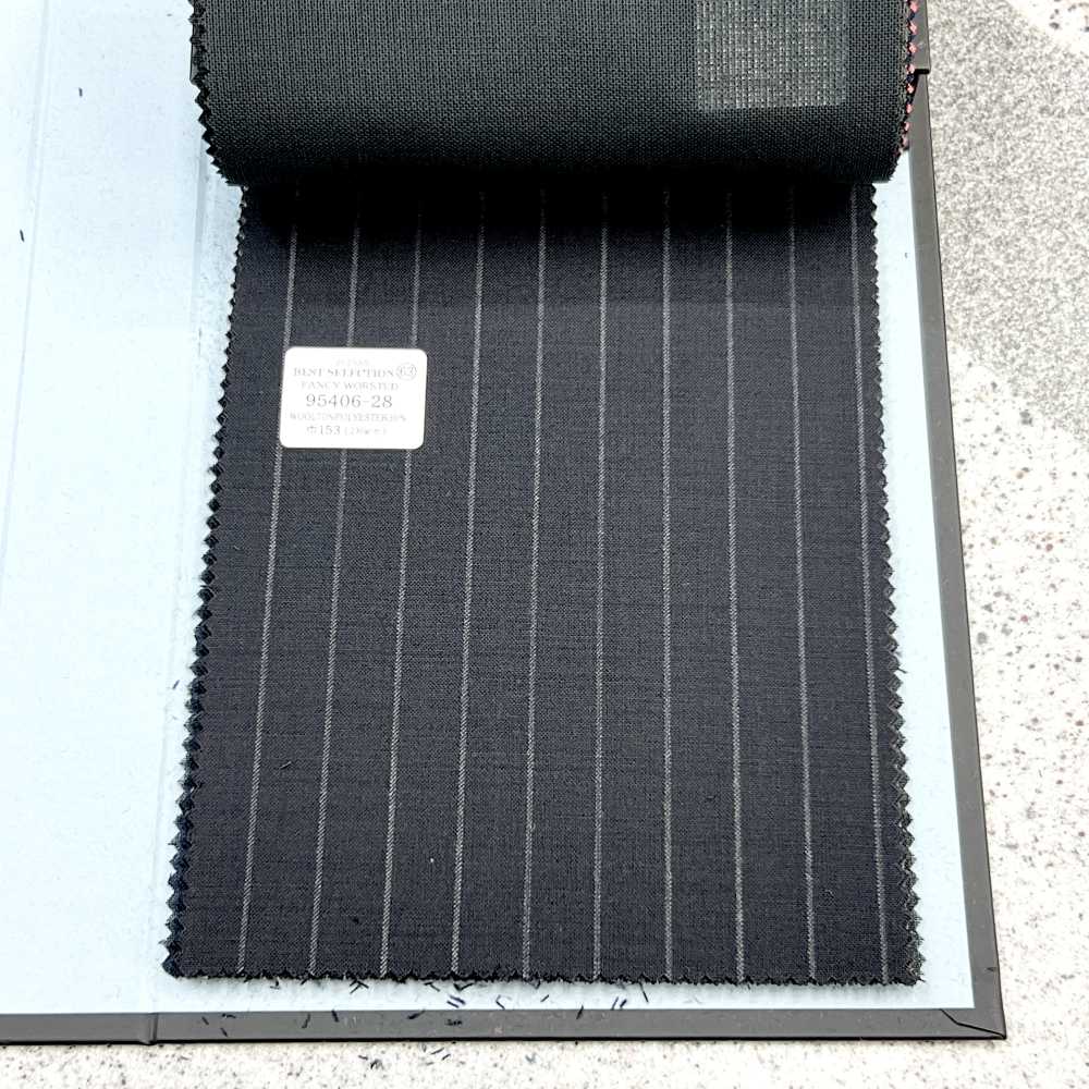 95406-28 25SS BESTE AUSWAHL [FANCY WORSTED] Fancy Worsted Dunkelmarine Kreidestreifen[Textil] Kunishima Co., Ltd.