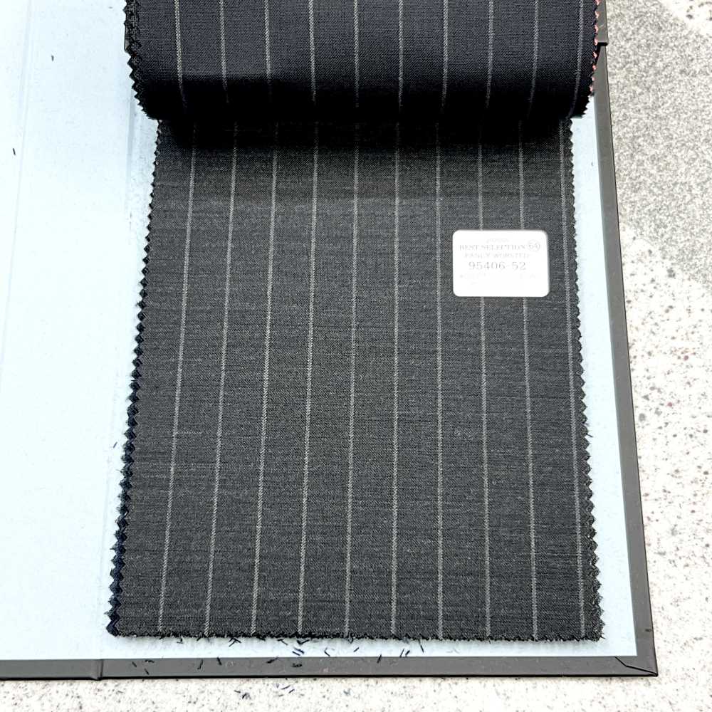 95406-52 25SS BEST SELECTION [FANCY WORSTED] Fancy Worsted Dunkelgrau Kreide Streifen[Textil] Kunishima Co., Ltd.