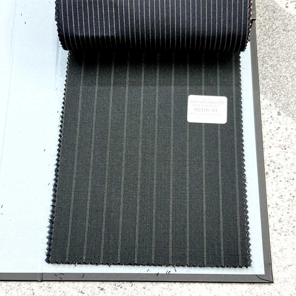 02416-44 25SS BESTE AUSWAHL [FANCY WORSTED] Fancy Worsted Dunkelgrau Doppelstreifen[Textil] Kunishima Co., Ltd.