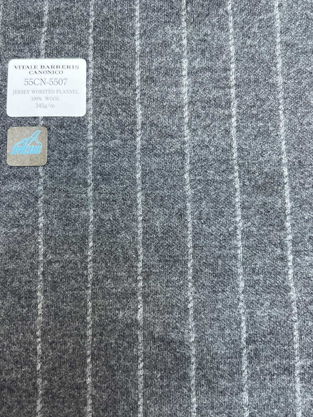 55CN5507 CANONICO JERSEY KAMMGARN FLANELL GRAU KREIDESTREIFEN[Textil] CANONICO