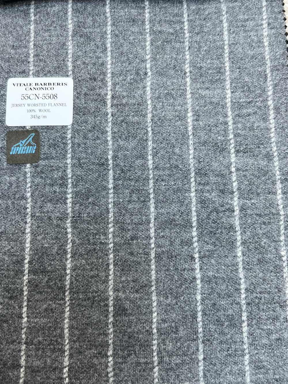 55CN5508 CANONICO JERSEY WORSTED FLANNEL Hellgrau Kreidestreifen[Textil] CANONICO