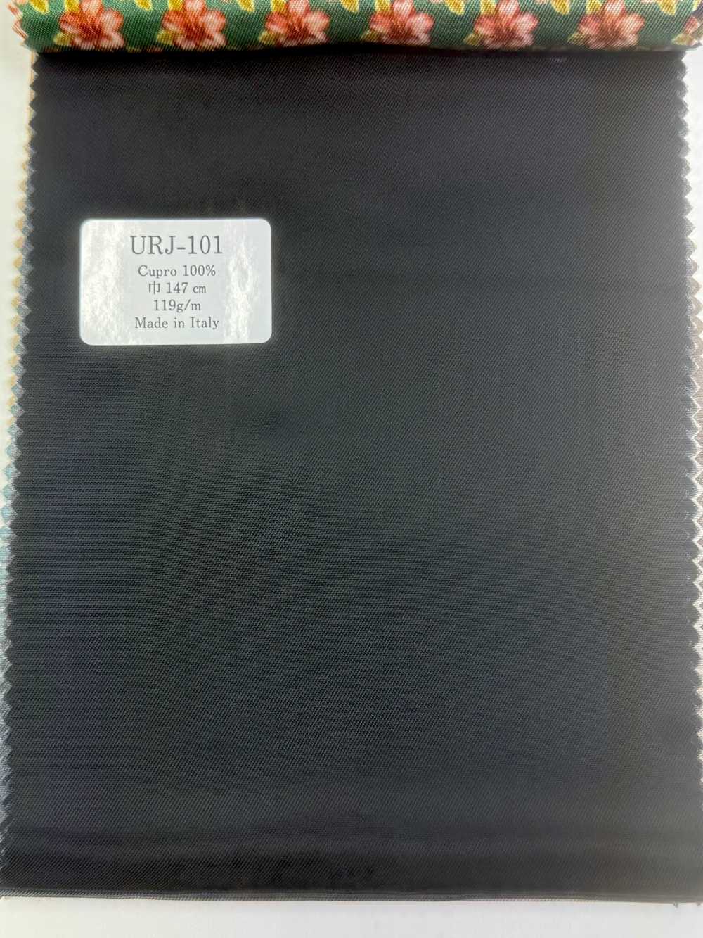 URJ-101 Italienisches Material, 100 % Cupro, Bedrucktes Futter, Einfarbig Schwarz.[Beschichtung] TKS