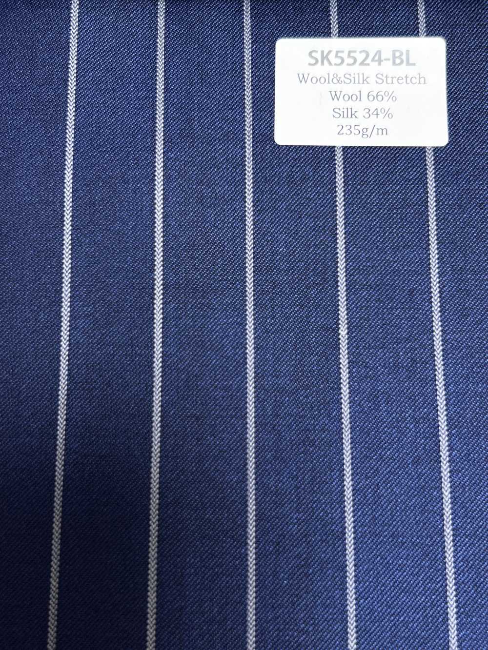 SK5524-BL Standardmäßiger Japanischer Woll-Seiden-Stretchstreifen In Marineblau[Textil]