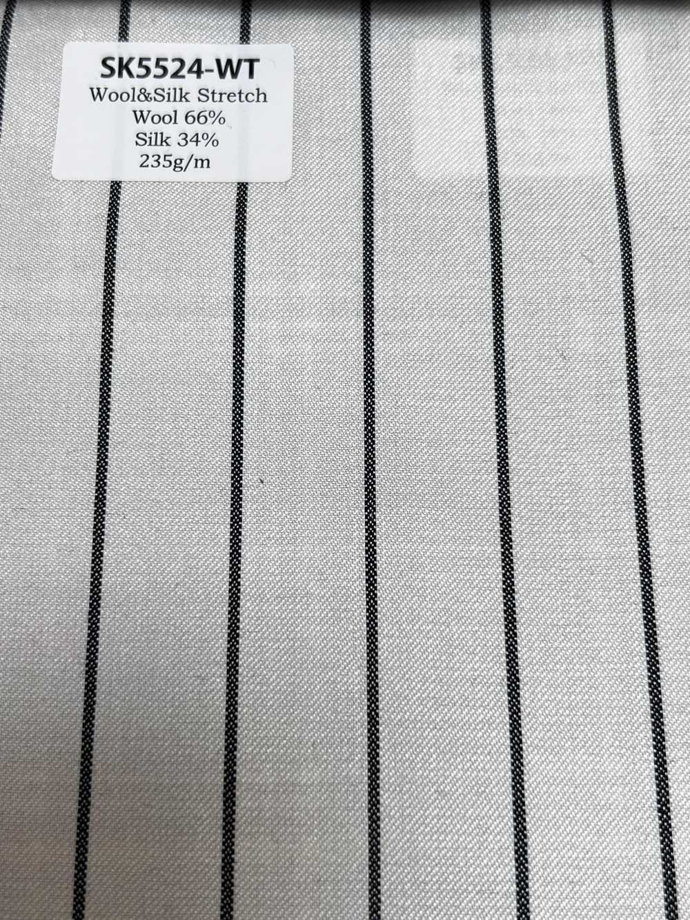 SK5524-WT Standardmäßiger Japanischer Stretch-Stoff Aus Wolle Und Seide, Weiß Gestreift[Textil]