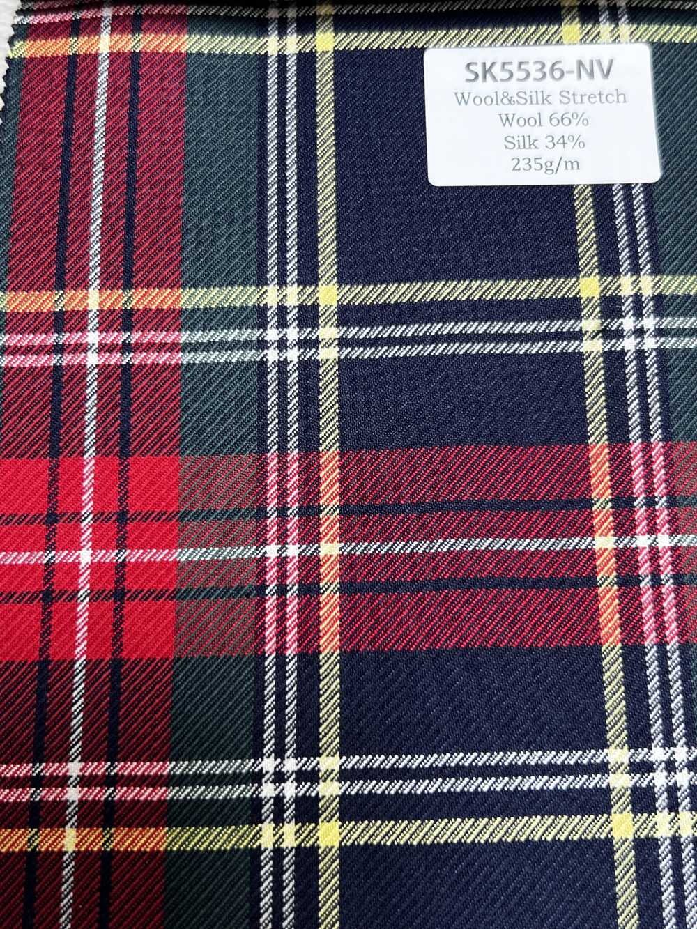 SK5536-NV Standardmäßiger Japanischer Elastischer Seiden-Woll-Karostoff In Marineblau[Textil]