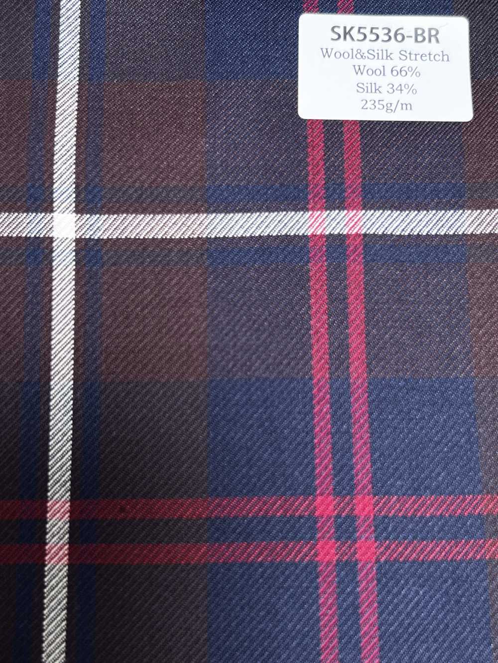 SK5536-BR Standardmäßiger Japanischer Woll-Seiden-Stretch-Karo In Braun[Textil]