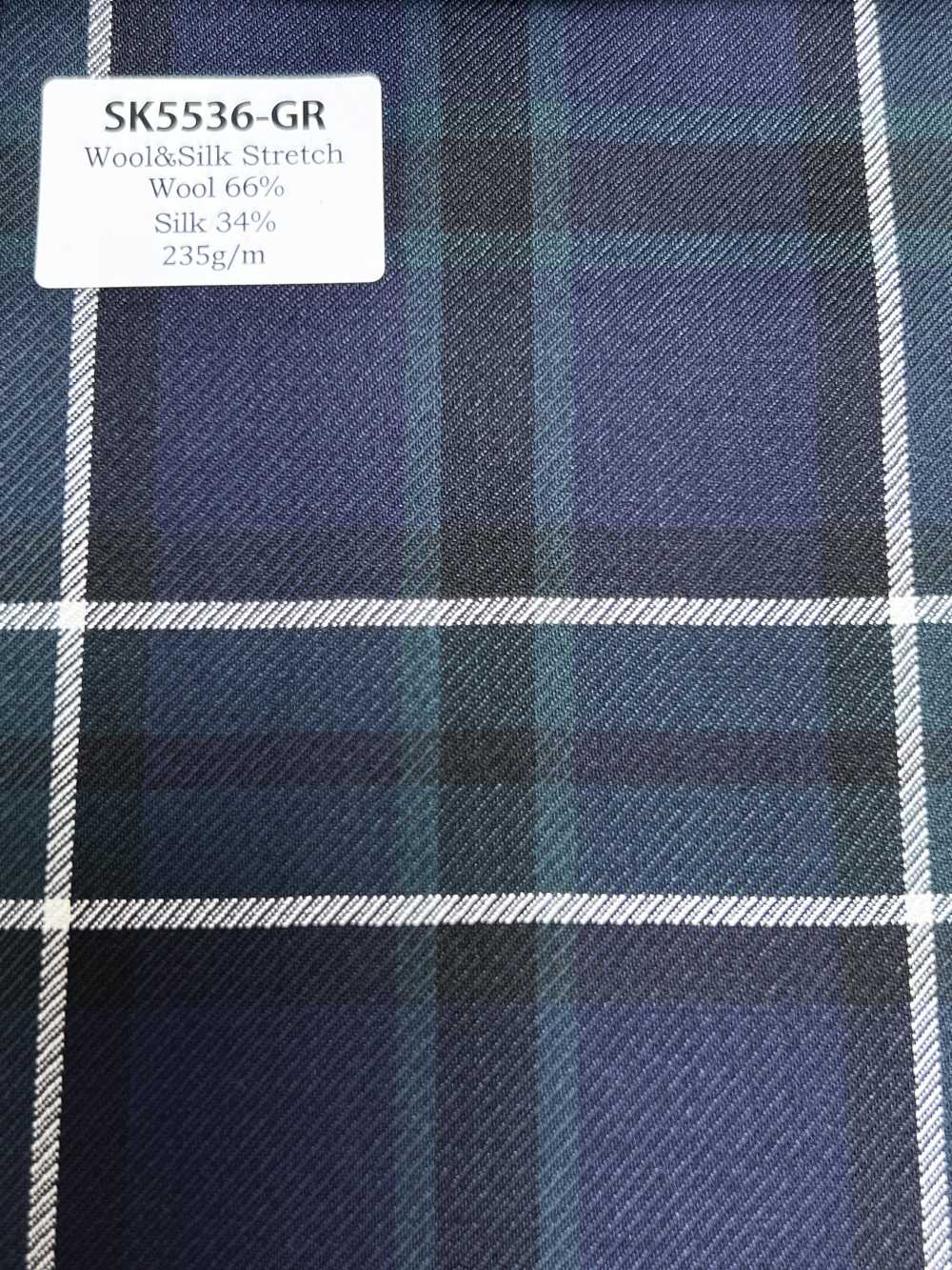 SK5536-GR Standard Japanischer Seide-Wolle-Stretch-Karo Grün[Textil]