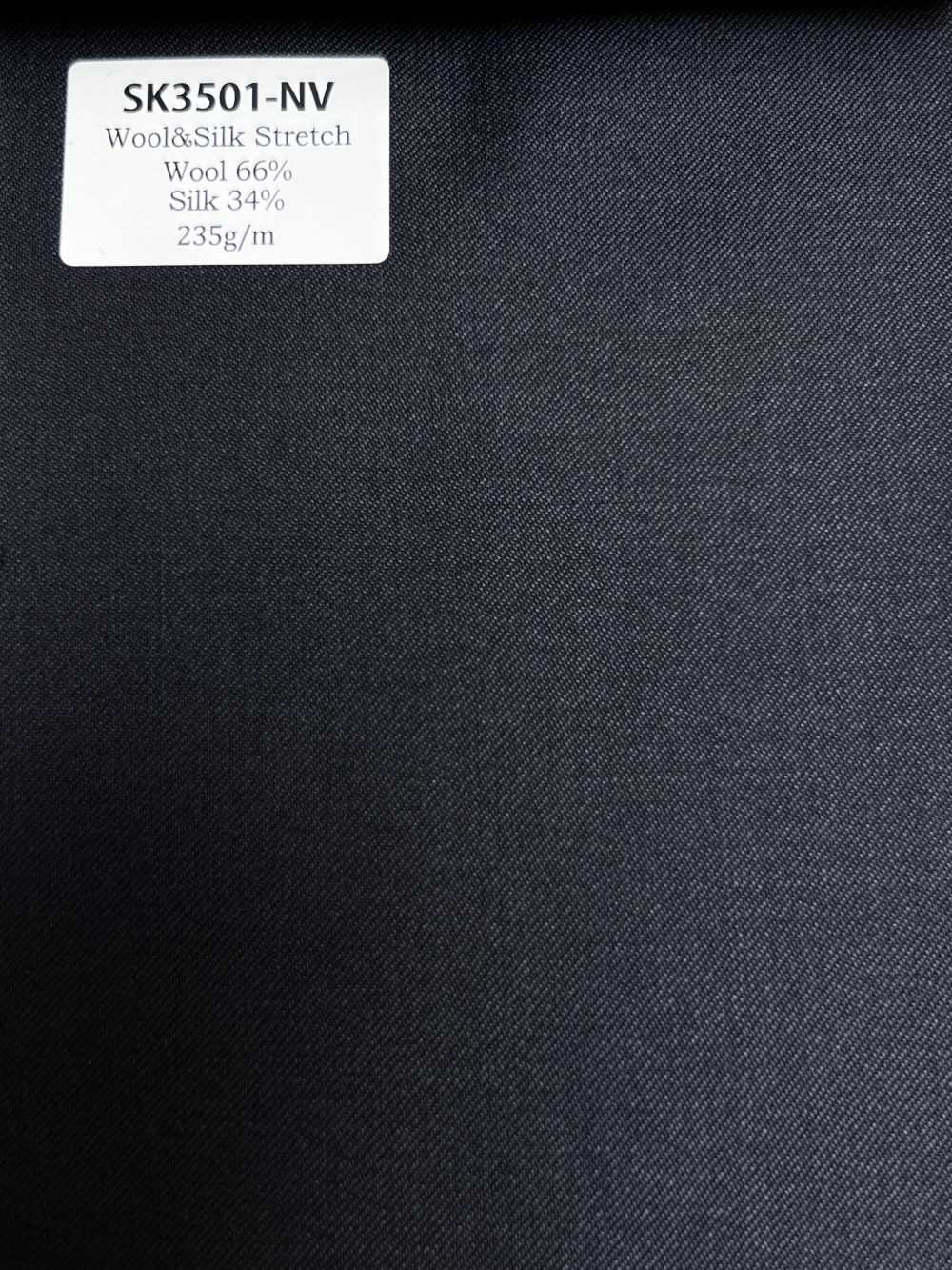 SK3501-NV Standard, in Japan hergestellter Seiden-Woll-Stretch, Marineblau[Textil] HOSOI SYOJI