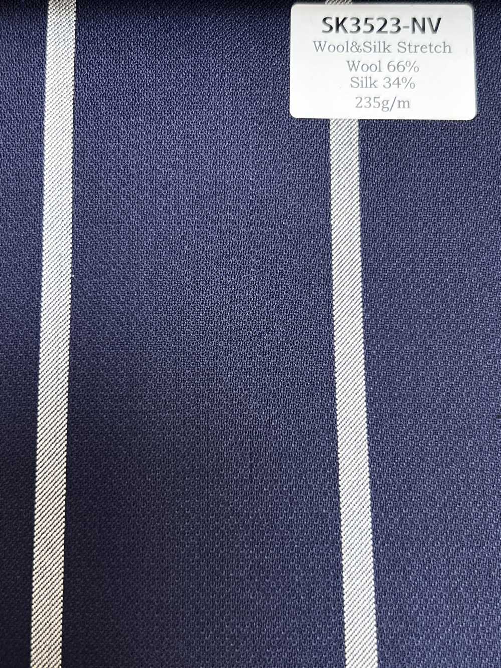 SK3523-NV Klassischer, in Japan hergestellter Streifenstoff aus Seide und Wolle, Marineblau[Textil]