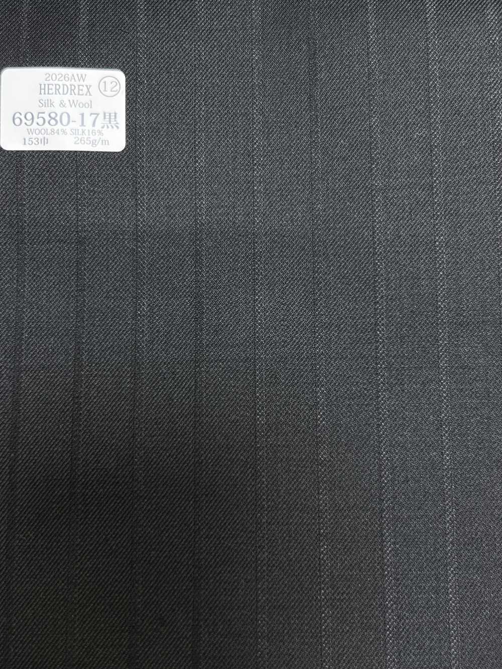 69580-17 26AW HERDREX [Seide & Wolle] Seide Und Wolle Schwarzer Schattenstreifen[Textil] Kunishima Co., Ltd.