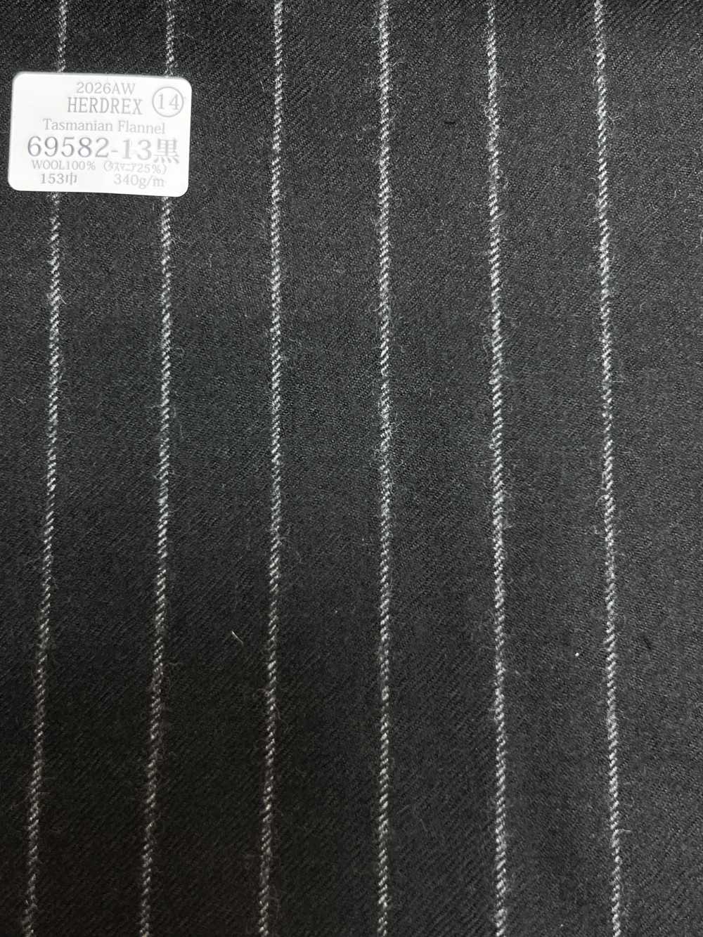 69582-13 26AW HERDREX [Tasmanian Flannel] Seide Und Wolle, Schwarze Streifen[Textil] Kunishima Co., Ltd.