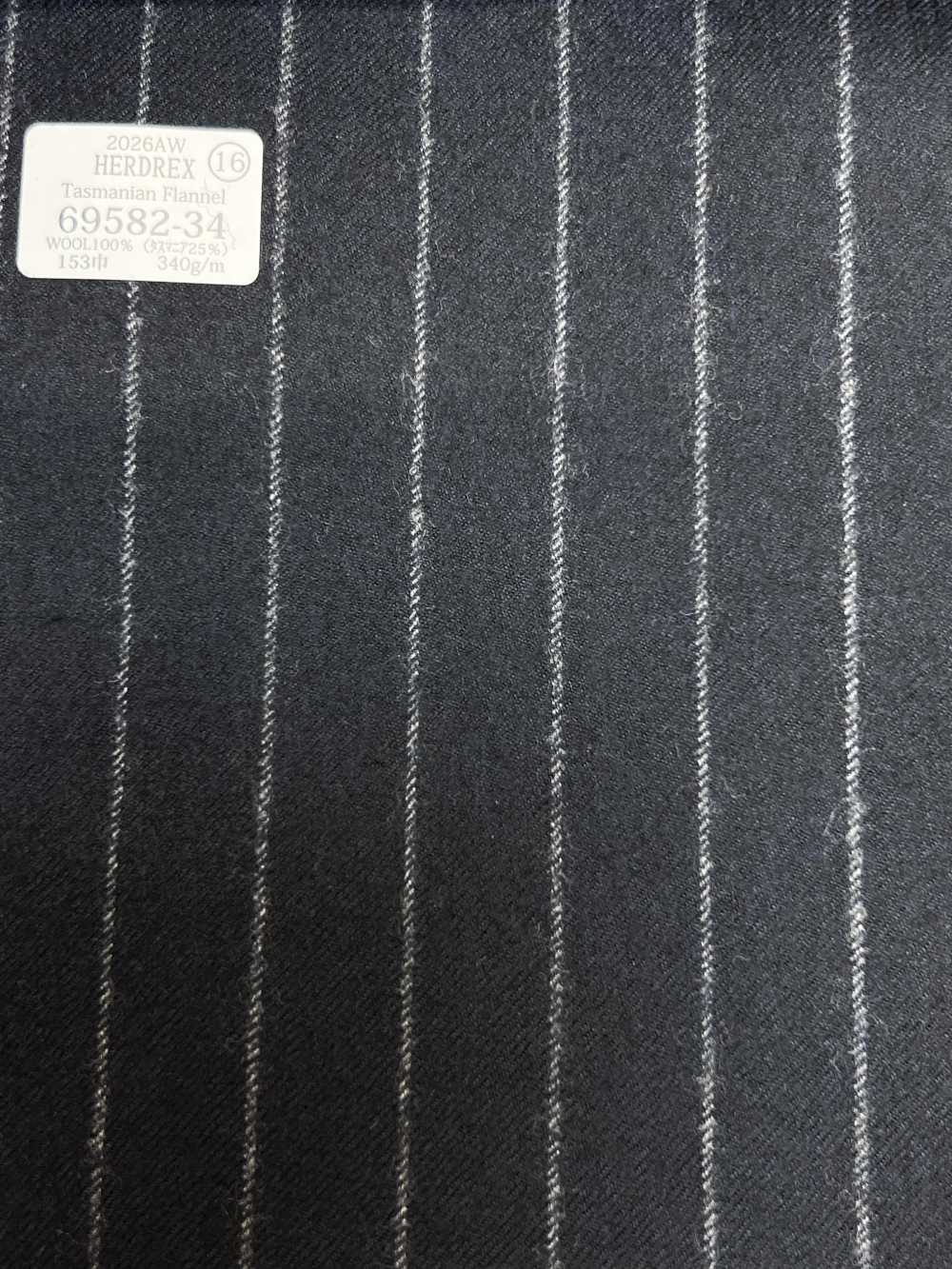69582-34 26AW HERDREX [Tasmanischer Flanell] Seide Und Wolle, Marineblau Gestreift[Textil] Kunishima Co., Ltd.