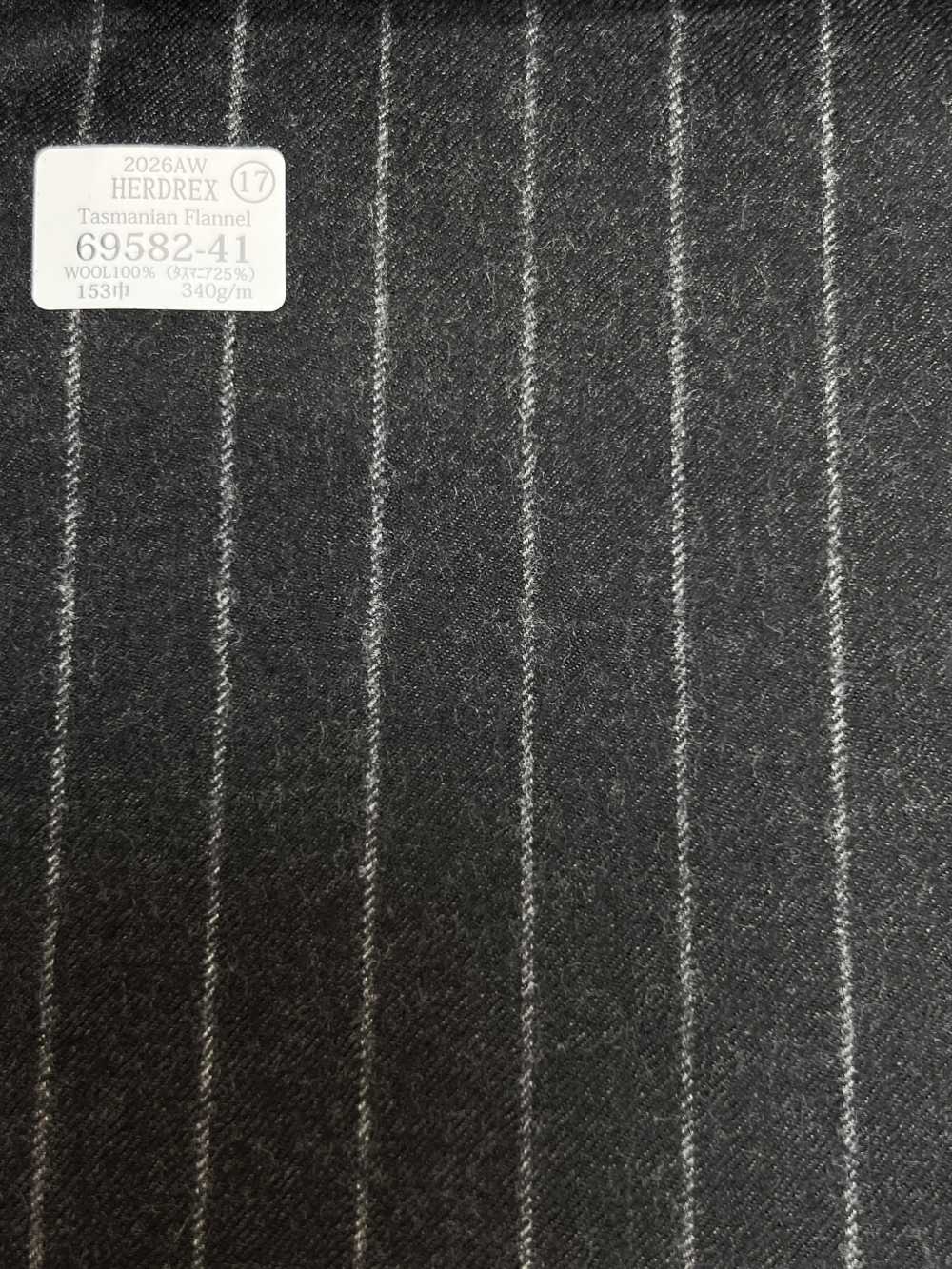 69582-41 26AW HERDREX [Tasmanian Flannel] Seide Und Wolle, Anthrazitfarbene Streifen[Textil] Kunishima Co., Ltd.