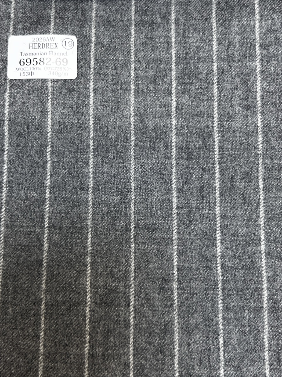 69582-69 26AW HERDREX [Tasmanian Flannel] Seide Und Wolle Hellgrau Gestreift[Textil] Kunishima Co., Ltd.