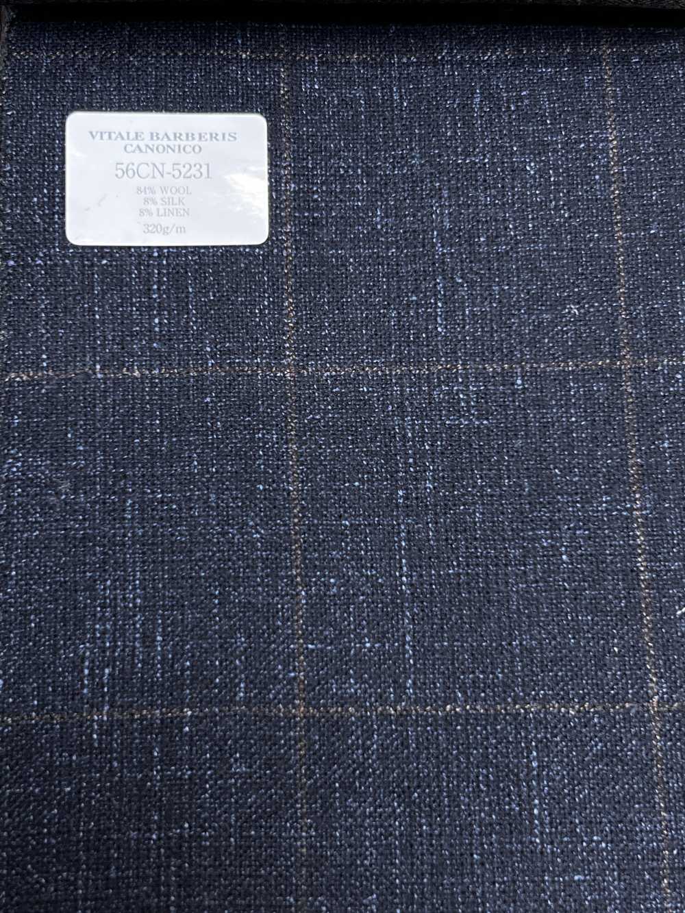 56CN5231 CANONICO Woll-Seide-Leinen Fancy Anzugstoff Marineblau/Braun mit Fensterkaro[Textil] CANONICO