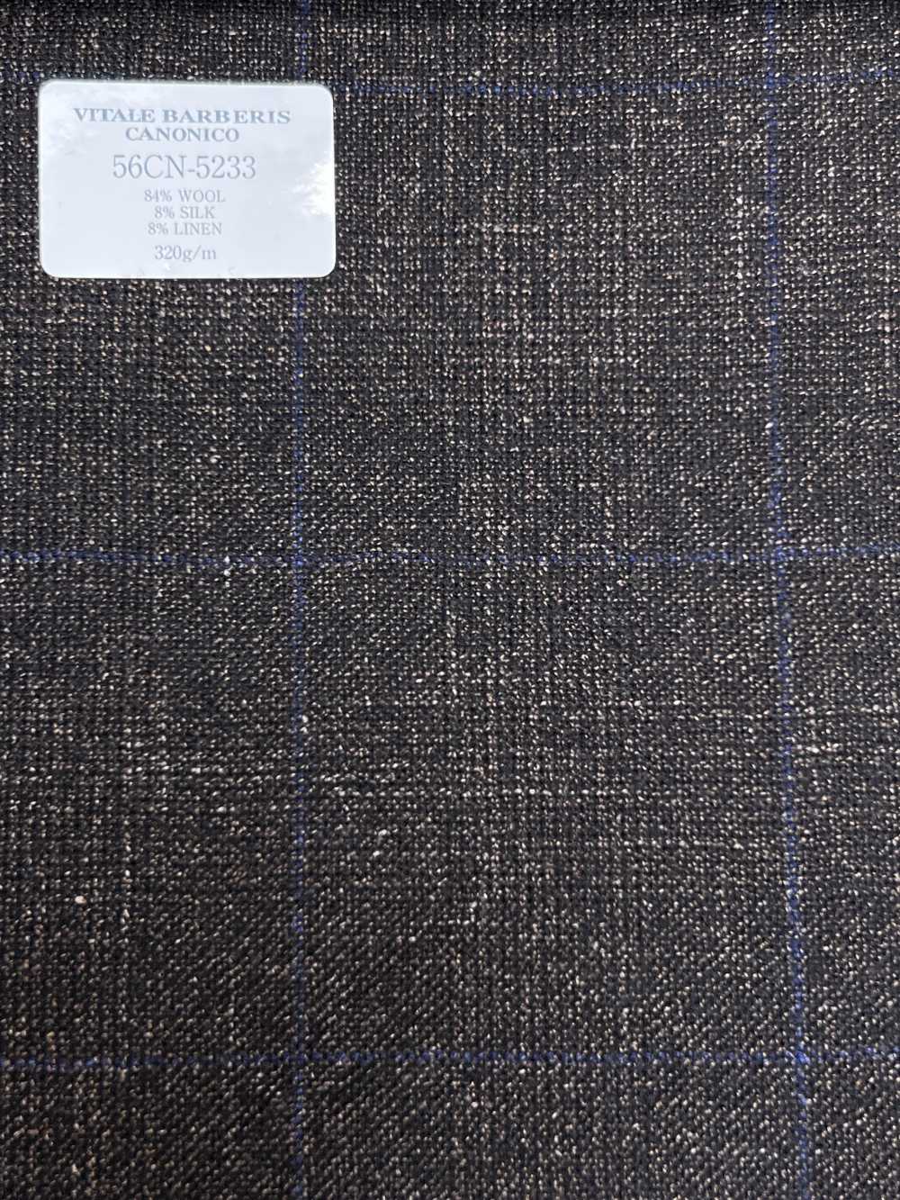 56CN5233 CANONICO Wolle, Seide & Leinen Fancy Suiting Braun/Blaues Fensterkaro[Textil] CANONICO