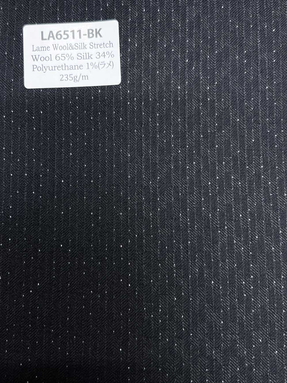 LA6511-BK Hergestellt in Japan Seiden-Lamé Wollstretch schwarzer Streifen[Textil] HOSOI SYOJI