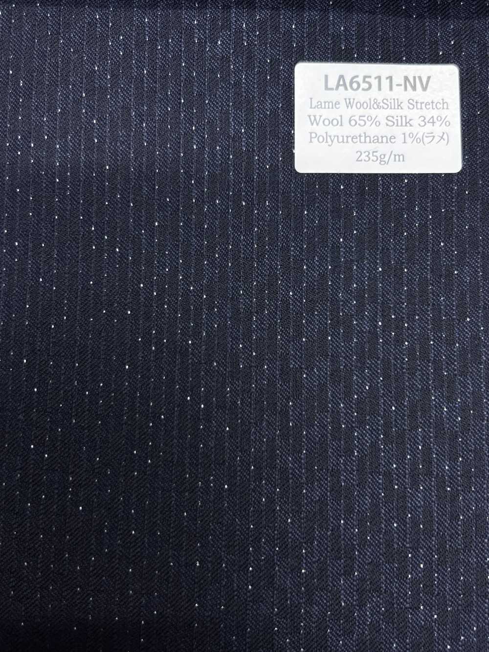 LA6511-NV Hergestellt in Japan Seiden-Lamé-Wollstretch-Navyblau gestreift[Textil] HOSOI SYOJI