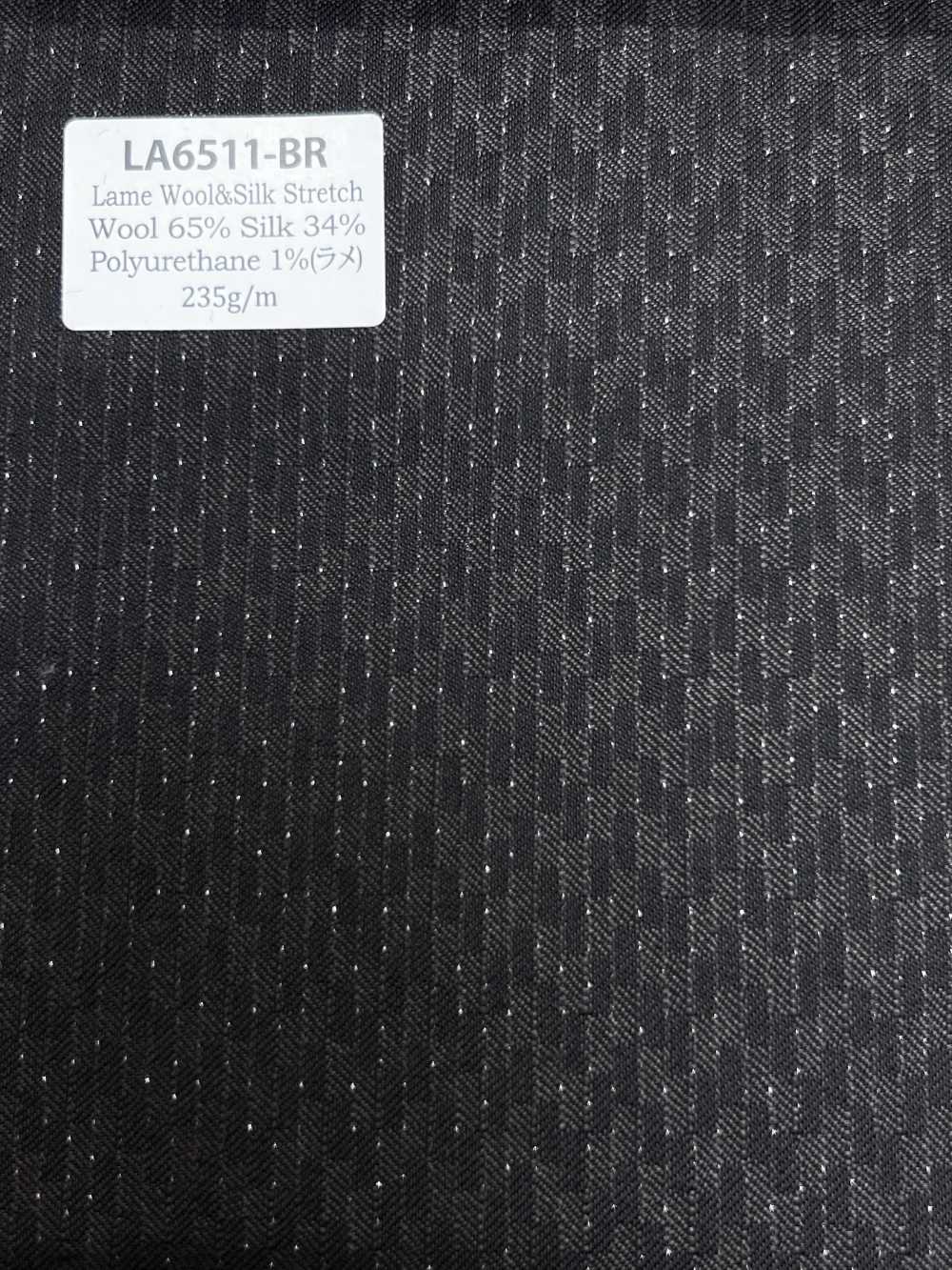 LA6511-BR In Japan hergestellter Stretch aus Seiden-Lame und Wolle mit braunem Streifen[Textil] HOSOI SYOJI