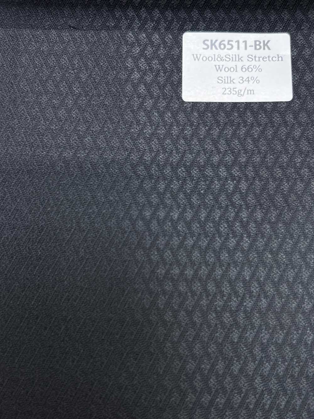 SK6511-BK In Japan hergestellter Stretch aus Seide und Wolle mit schwarzem Rautenmuster[Textil] HOSOI SYOJI