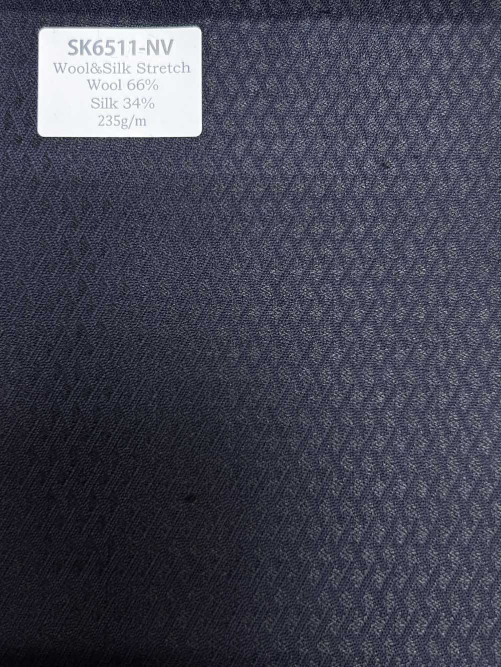 SK6511-NV Hergestellt in Japan Seide-Wolle-Stretch Marineblaues Rautenmuster[Textil] HOSOI SYOJI