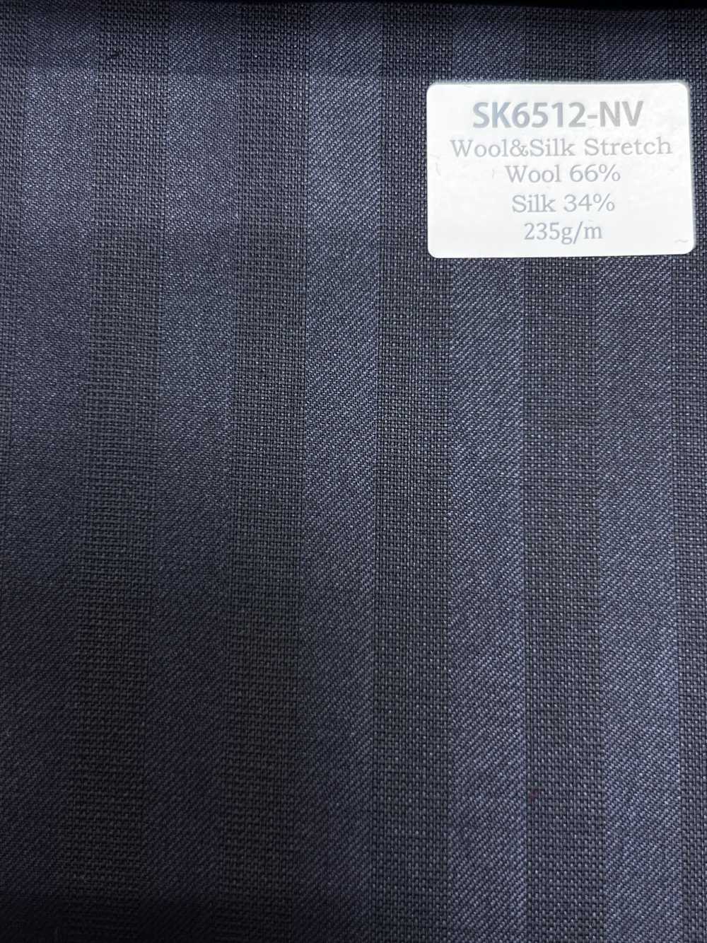 SK6512-NV In Japan hergestellter Seiden-Woll-Stretch mit marineblauen Streifen[Textil] HOSOI SYOJI