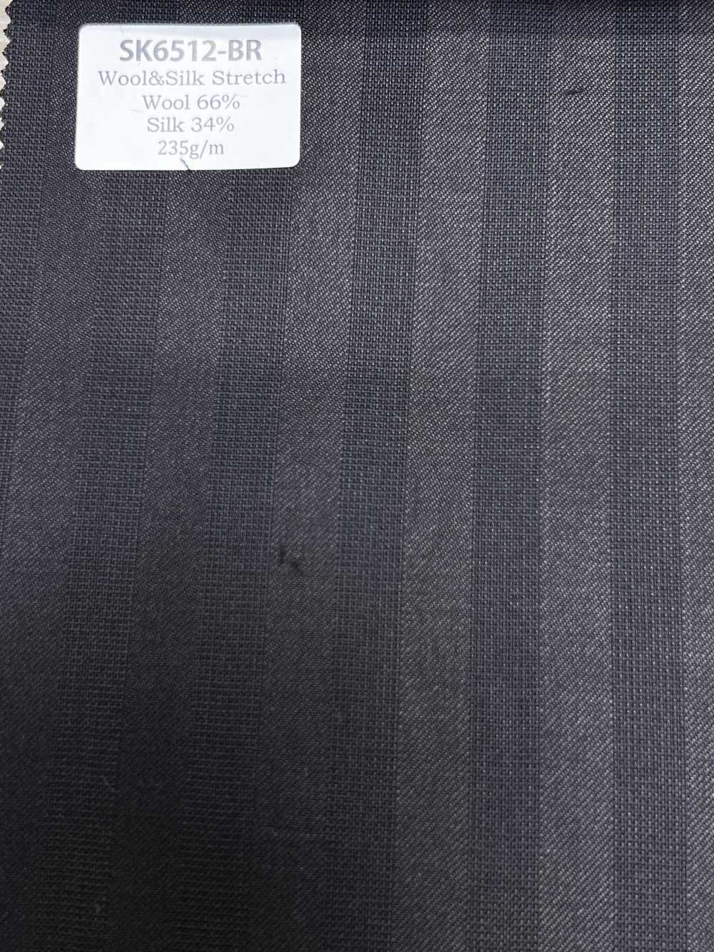 SK6512-BR Japanisch hergestellter braun gestreifter Stretchstoff aus Seide und Wolle[Textil] HOSOI SYOJI