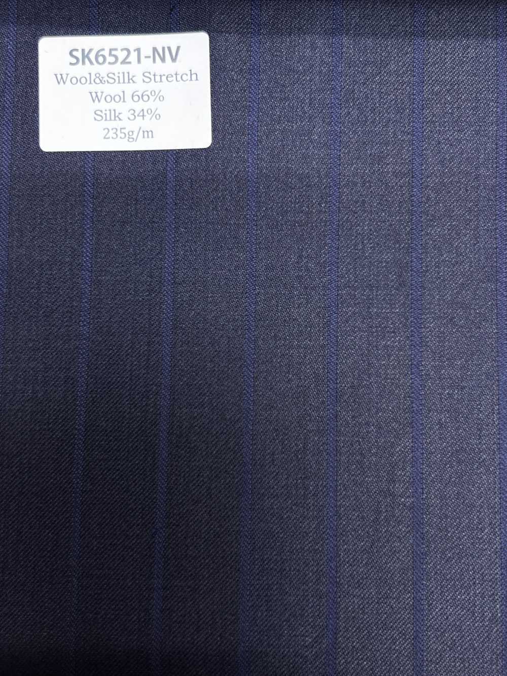SK6521-NV Japanisch hergestellter braun gestreifter Stretchstoff aus Seide und Wolle[Textil] HOSOI SYOJI