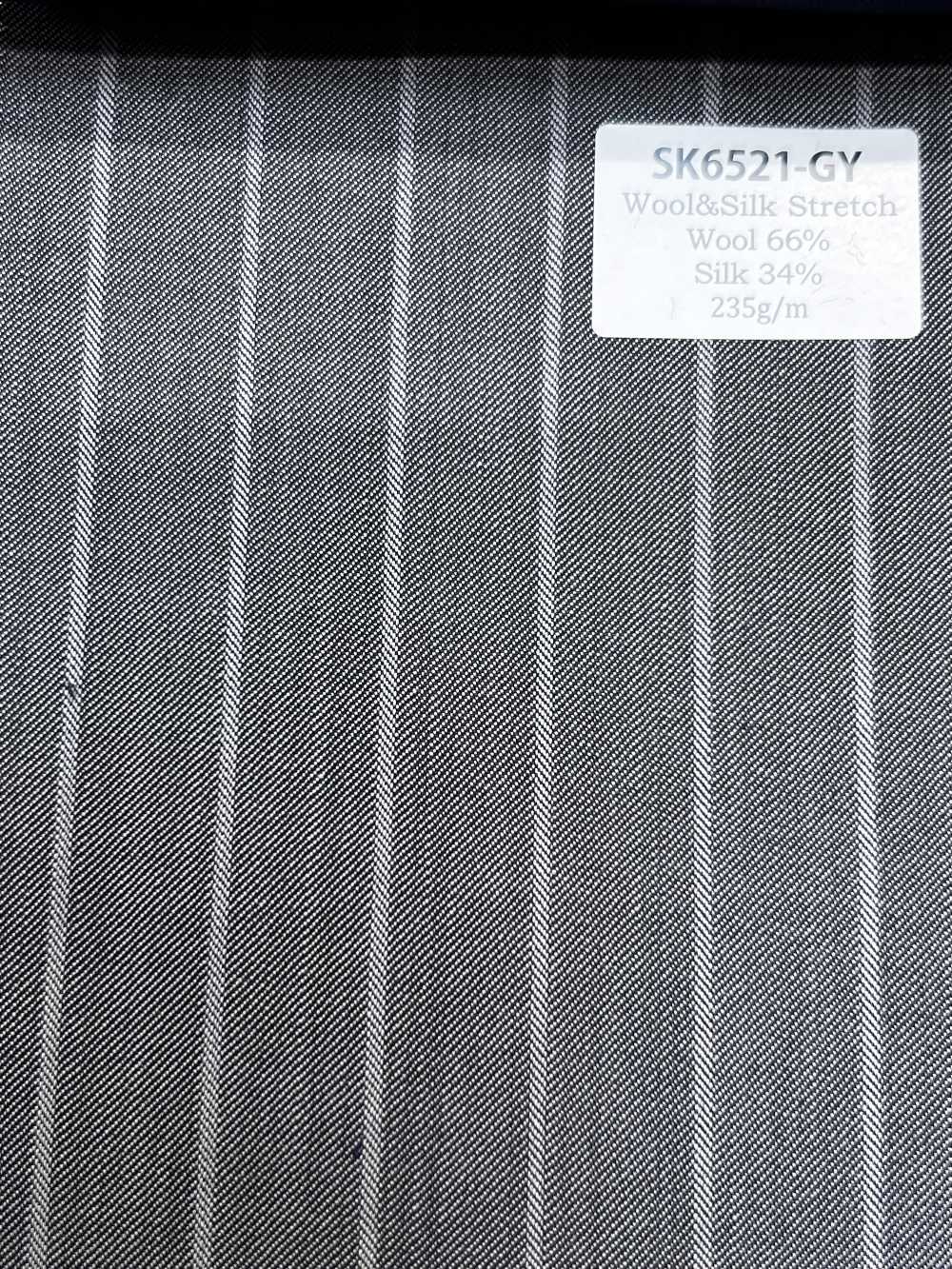 SK6521-GY Hergestellt in Japan, elastischer grauer Streifen aus Seide und Wolle[Textil] HOSOI SYOJI
