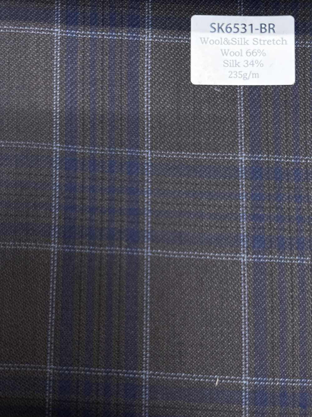 SK6531-BR Hergestellt in Japan Seiden-Woll-Stretch braun kariert[Textil] HOSOI SYOJI
