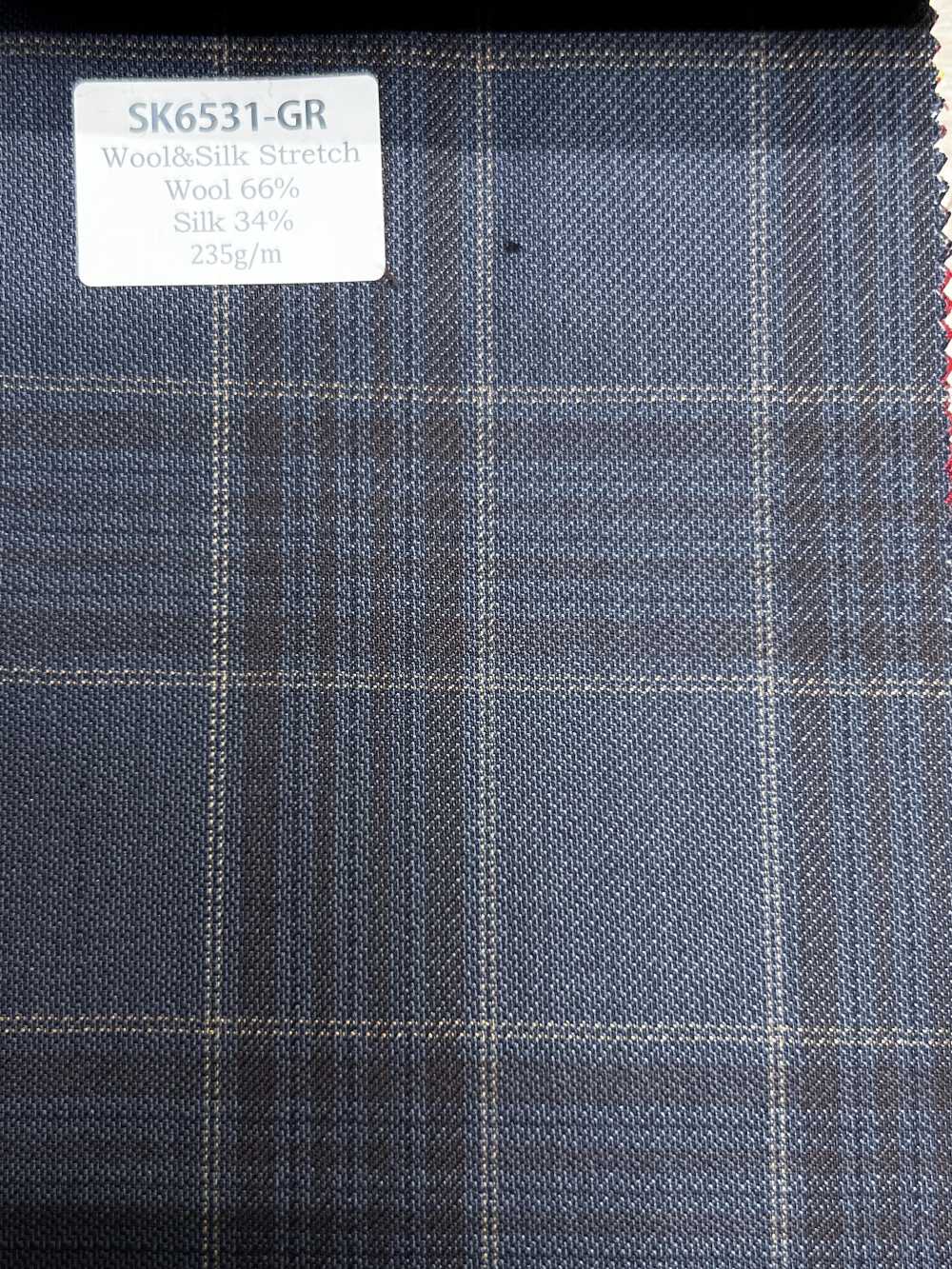 SK6531-GR In Japan hergestellt, Stretch aus Seide und Wolle, grün kariert[Textil] HOSOI SYOJI