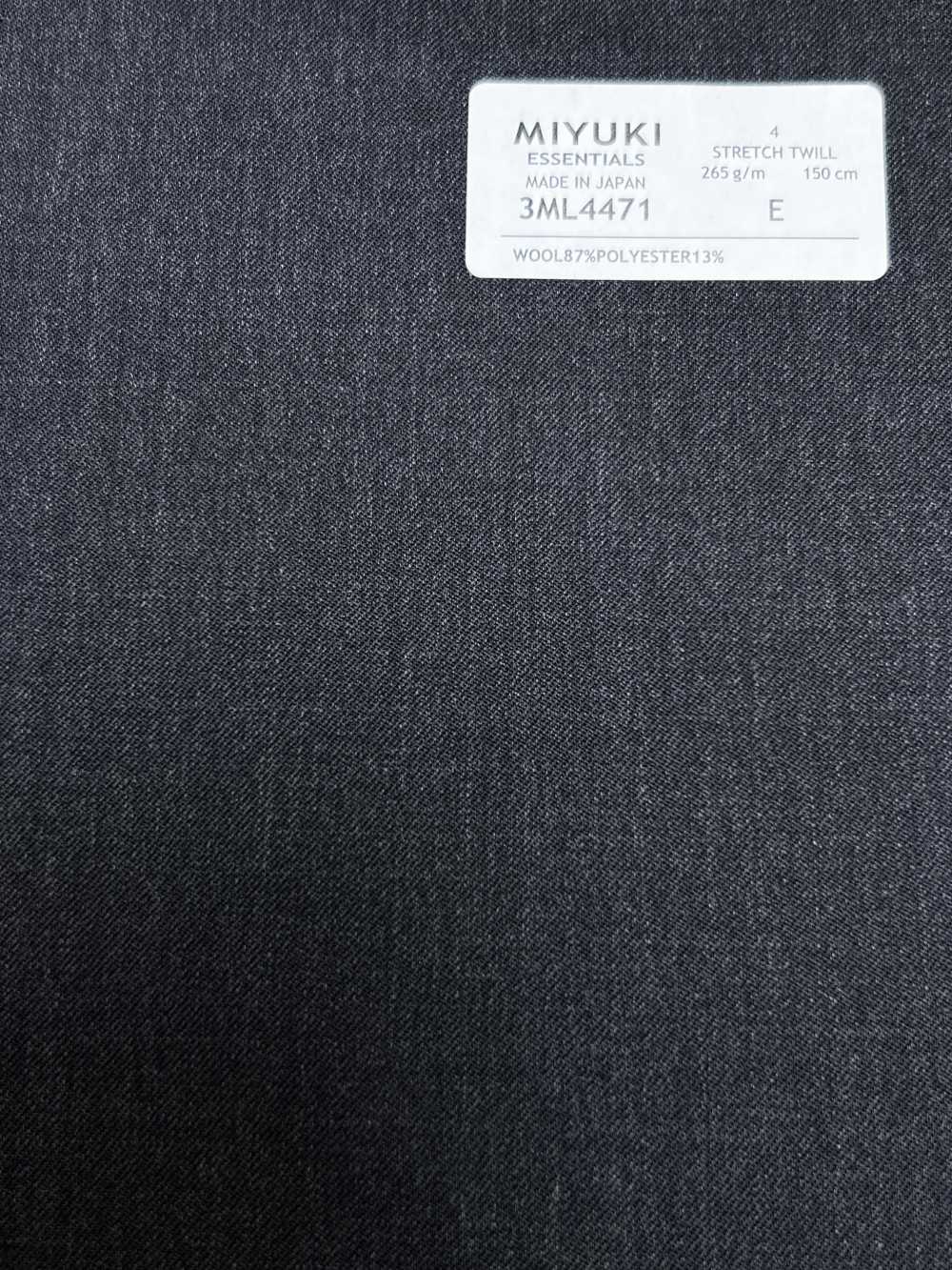 3ML4471 26AW MIYUKI ESSENTIALS Stretch-Twill Anthrazitgrau Uni[Textil] Miyuki Wollmühlen