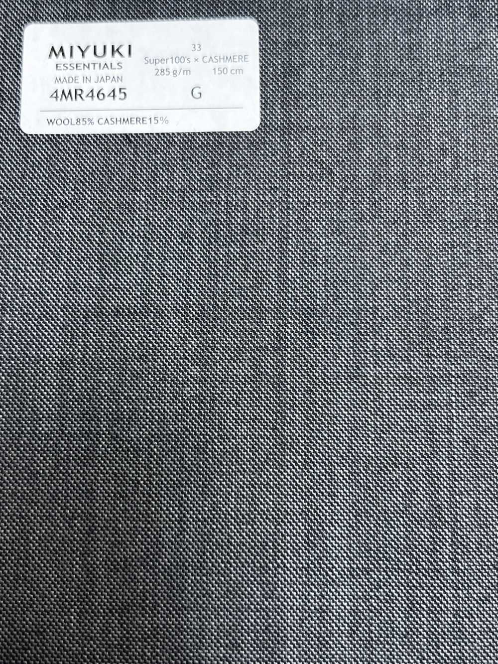 4MR4645 26AW Super100's × Kaschmir Mittelgrau ohne Muster[Textil] Miyuki Wollmühlen