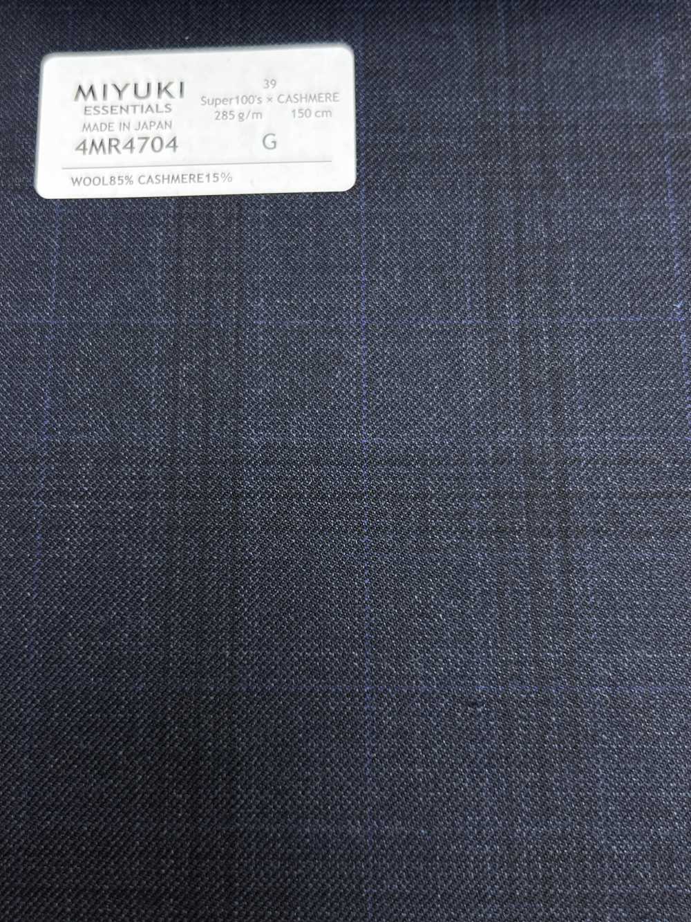 4MR4704 26AW Super100's × Kaschmir-Marinekaro[Textil] Miyuki Wollmühlen