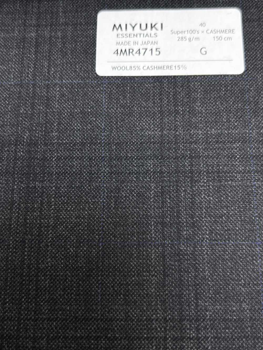 4MR4715 26AW Super100's × Kaschmir Anthrazit-Himmelsgrau-Karo[Textil] Miyuki Wollmühlen
