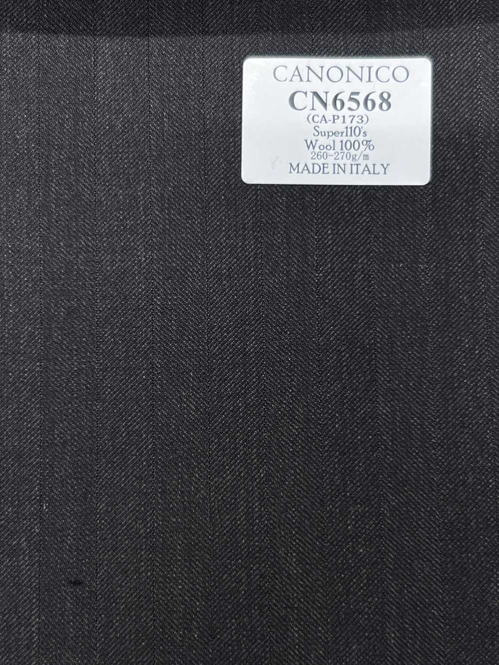 CN6568 CANONICO Super 110's dunkelbrauner Streifen[Stoff] HOSOI SYOJI