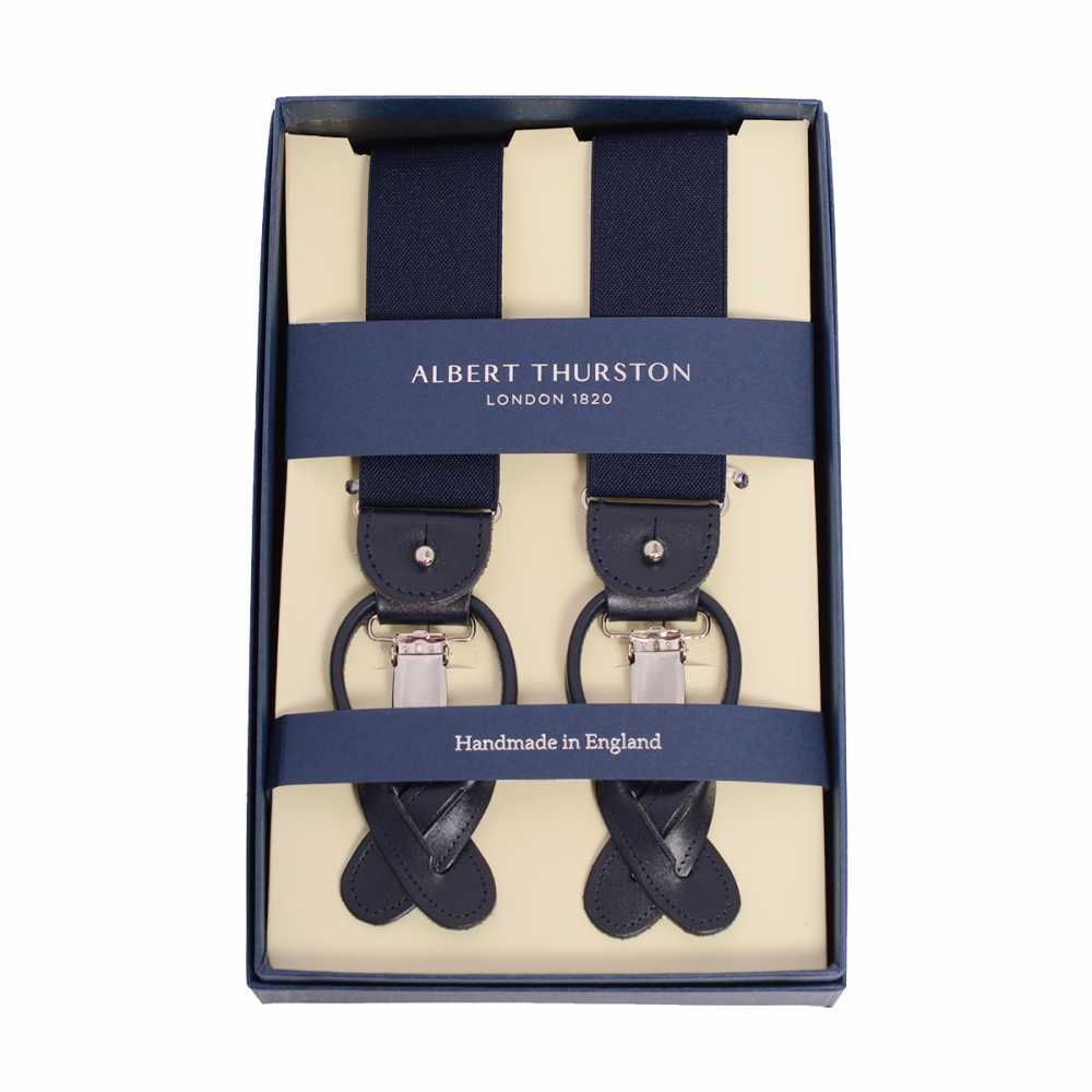 AT-NAVY Albert Thurston Hosenträger, Marineblau, Ohne Muster, 35 Mm[Formelle Accessoires] ALBERT THURSTON
