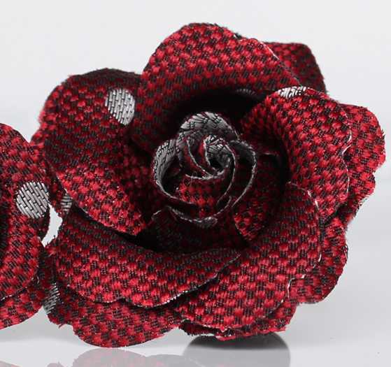 BTA-600 Japanische Jacquard-Boutonniere Aus Seide, Punktemuster, Rot[Formelle Accessoires] Yamamoto(EXCY)