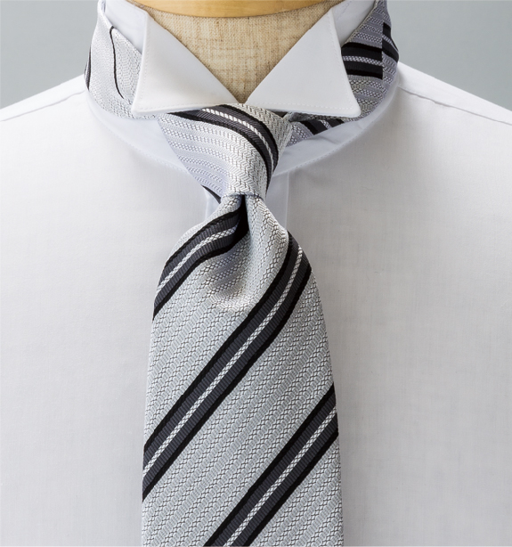 NE-27 Formale Krawatte Made In Japan Silberner Breitstreifen[Formelle Accessoires] Yamamoto(EXCY)