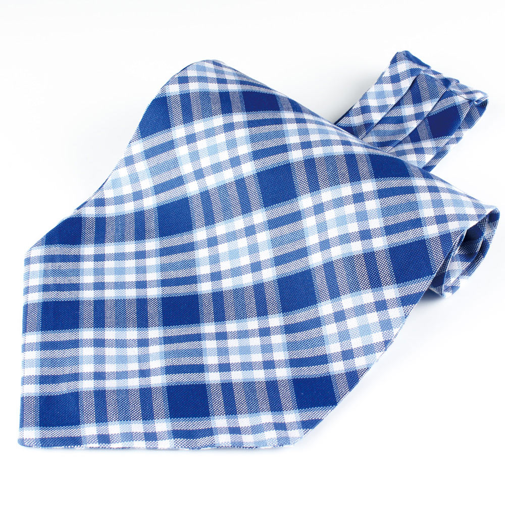 RAS-02 Ascot-Krawatte Aus Ringherz-Textil, Blau Kariert[Formelle Accessoires] Yamamoto(EXCY)