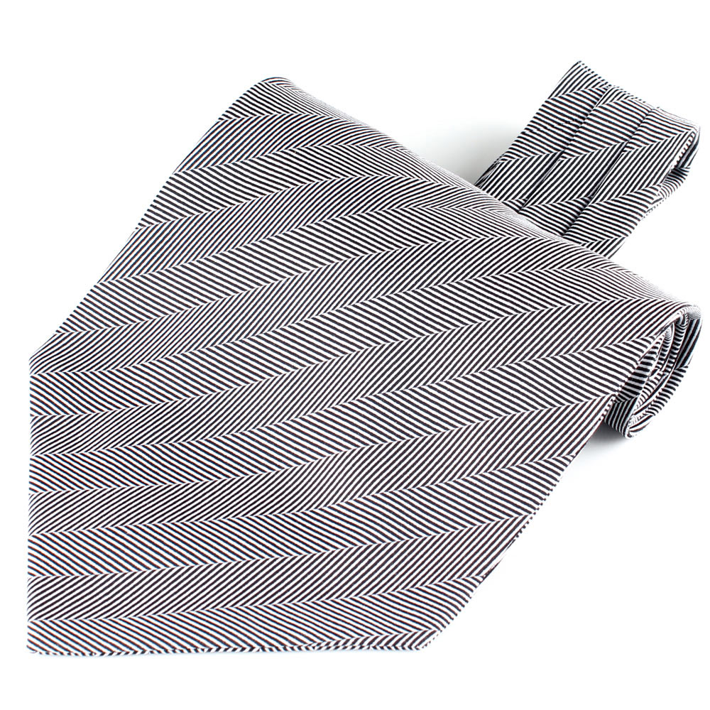 RAS-06 Ascot Krawatte Aus Ringherz-Textil, Graues Fischgrätmuster[Formelle Accessoires] Yamamoto(EXCY)